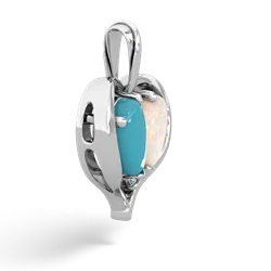 Turquoise Two Become One 14K White Gold pendant P5330