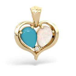 Turquoise Two Become One 14K Yellow Gold pendant P5330