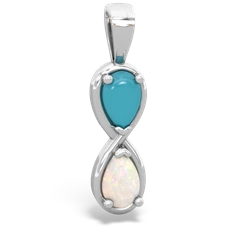 Turquoise Infinity 14K White Gold pendant P5050