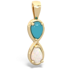 Turquoise Infinity 14K Yellow Gold pendant P5050