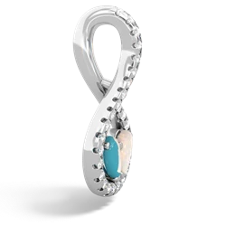 Turquoise Pave Twist 'One Heart' 14K White Gold pendant P5360