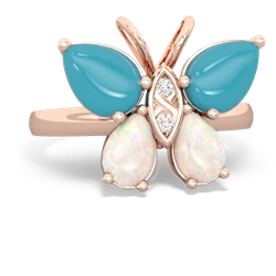 Turquoise Butterfly 14K Rose Gold ring R2215