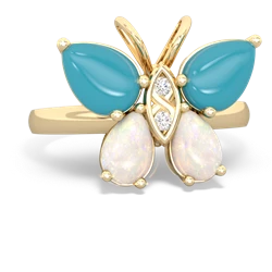 Turquoise Butterfly 14K Yellow Gold ring R2215