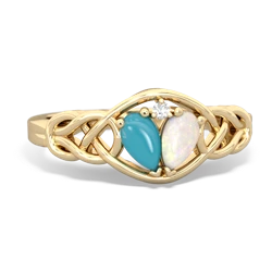 Turquoise Celtic Love Knot 14K Yellow Gold ring R5420