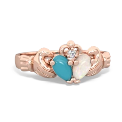 Turquoise 'Our Heart' Claddagh 14K Rose Gold ring R2388