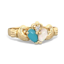 Turquoise 'Our Heart' Claddagh 14K Yellow Gold ring R2388