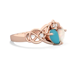 Turquoise 'One Heart' Celtic Knot Claddagh 14K Rose Gold ring R5322