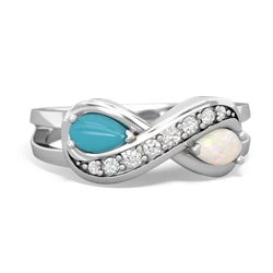 Turquoise Diamond Infinity 14K White Gold ring R5390