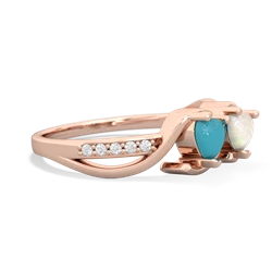 Turquoise Side By Side 14K Rose Gold ring R3090