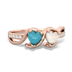 Turquoise Side By Side 14K Rose Gold ring R3090