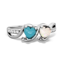 Turquoise Side By Side 14K White Gold ring R3090