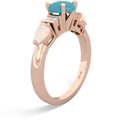 Turquoise 6Mm Round Eternal Embrace Engagement 14K Rose Gold ring R2005
