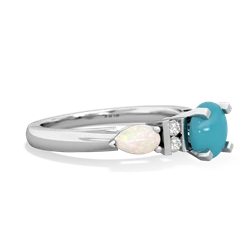 Turquoise 6Mm Round Eternal Embrace Engagement 14K White Gold ring R2005