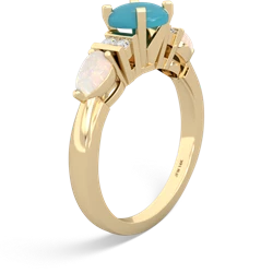 Turquoise 6Mm Round Eternal Embrace Engagement 14K Yellow Gold ring R2005