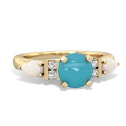 Turquoise 6Mm Round Eternal Embrace Engagement 14K Yellow Gold ring R2005