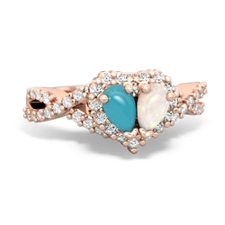 Turquoise Diamond Twist 'One Heart' 14K Rose Gold ring R2640HRT