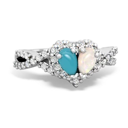 Turquoise Diamond Twist 'One Heart' 14K White Gold ring R2640HRT