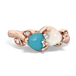 Turquoise Floral Elegance 14K Rose Gold ring R5790