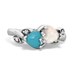 Turquoise Floral Elegance 14K White Gold ring R5790