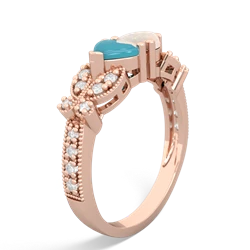 Turquoise Diamond Butterflies 14K Rose Gold ring R5601