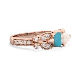 Turquoise Diamond Butterflies 14K Rose Gold ring R5601