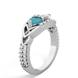 Turquoise Sparkling Celtic Knot 14K White Gold ring R2645