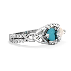 Turquoise Sparkling Celtic Knot 14K White Gold ring R2645