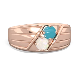 Turquoise Men's Streamline 14K Rose Gold ring R0460