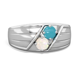 Turquoise Men's Streamline 14K White Gold ring R0460