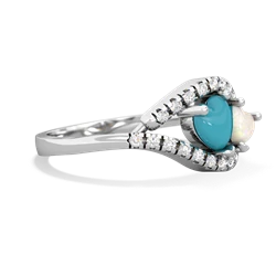 Turquoise Mother And Child 14K White Gold ring R3010