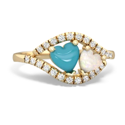 Turquoise Mother And Child 14K Yellow Gold ring R3010