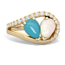 Turquoise Nestled Heart Keepsake 14K Yellow Gold ring R5650