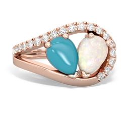 Turquoise Nestled Heart Keepsake 14K Rose Gold ring R5650