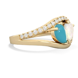 Turquoise Nestled Heart Keepsake 14K Yellow Gold ring R5650