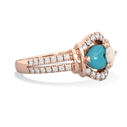 Turquoise Art-Deco Keepsake 14K Rose Gold ring R5630