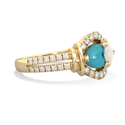 Turquoise Art-Deco Keepsake 14K Yellow Gold ring R5630