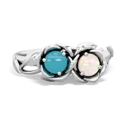 Turquoise Rose Garden 14K White Gold ring R5510