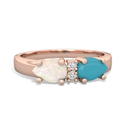 Turquoise Pear Bowtie 14K Rose Gold ring R0865