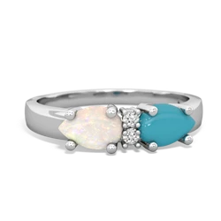 Turquoise Pear Bowtie 14K White Gold ring R0865