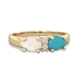 Turquoise Pear Bowtie 14K Yellow Gold ring R0865