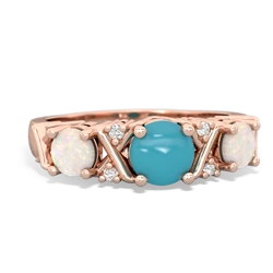 Turquoise Hugs And Kisses 14K Rose Gold ring R5016