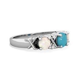 Turquoise Hugs And Kisses 14K White Gold ring R5016