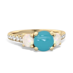 Turquoise Pave Trellis 14K Yellow Gold ring R5500