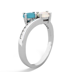 Turquoise Channel Set Two Stone 14K White Gold ring R5303