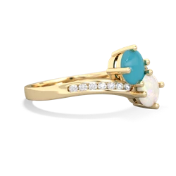 Turquoise Channel Set Two Stone 14K Yellow Gold ring R5303