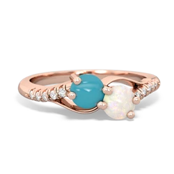 Turquoise Infinity Pave Two Stone 14K Rose Gold ring R5285