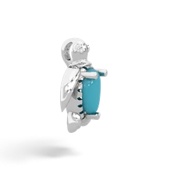 Turquoise Baby Sea Turtle 14K White Gold pendant P5241