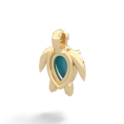 Turquoise Baby Sea Turtle 14K Yellow Gold pendant P5241