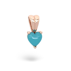 Turquoise 5Mm Heart Solitaire 14K Rose Gold pendant P1861