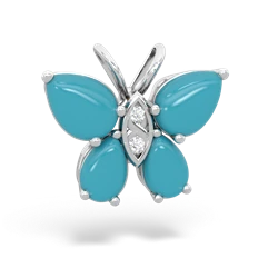 Turquoise Butterfly 14K White Gold pendant P2215